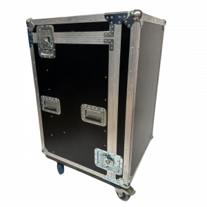 Tall black smooth travel flight case with drawers
